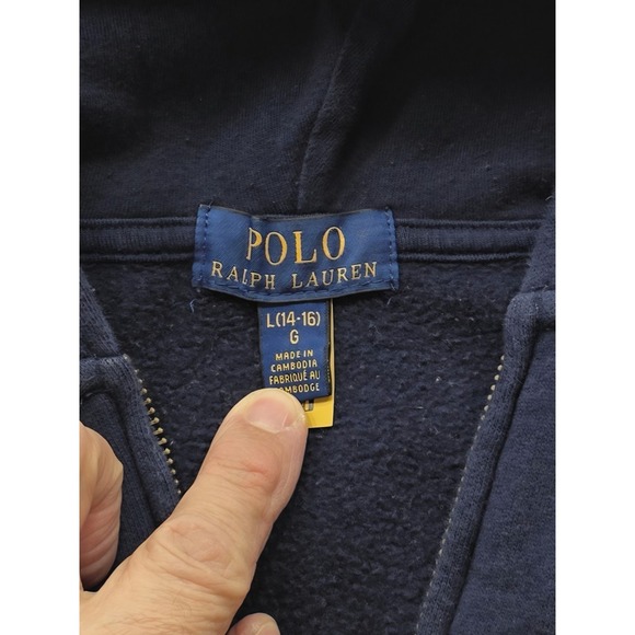 Polo Ralph Lauren Boy's Blue Full Zip 2 Pocket Hoodie Jacket. Size 14/16 - Picture 4 of 10